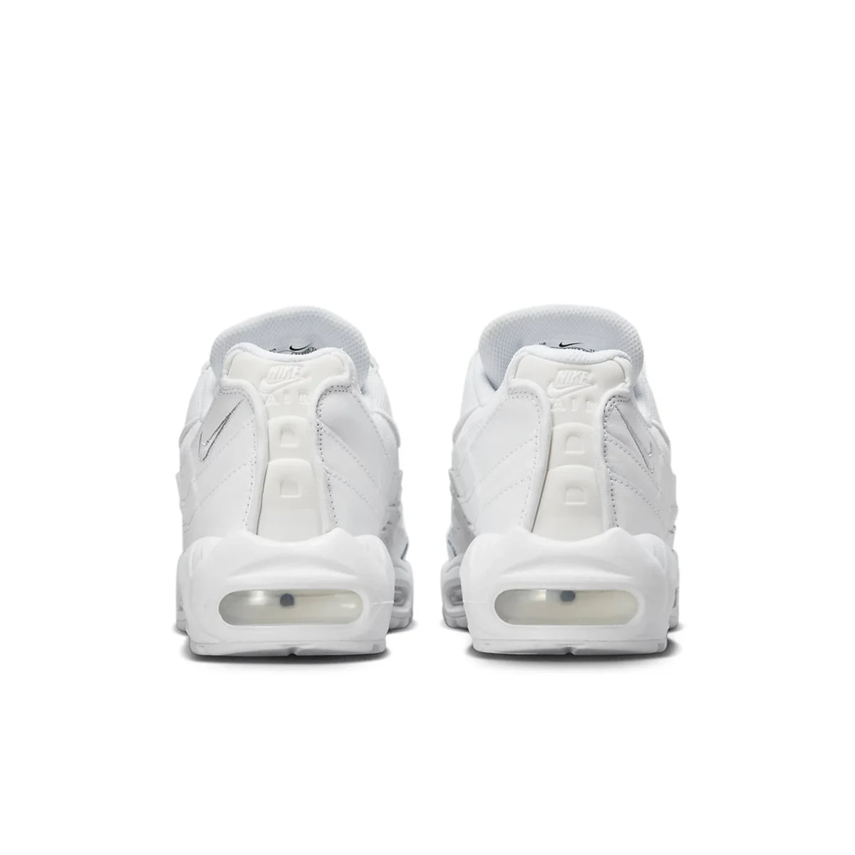 Nike Air Max 95 Triple White — heel and tongue branding | Urban Kinetic Wear UK