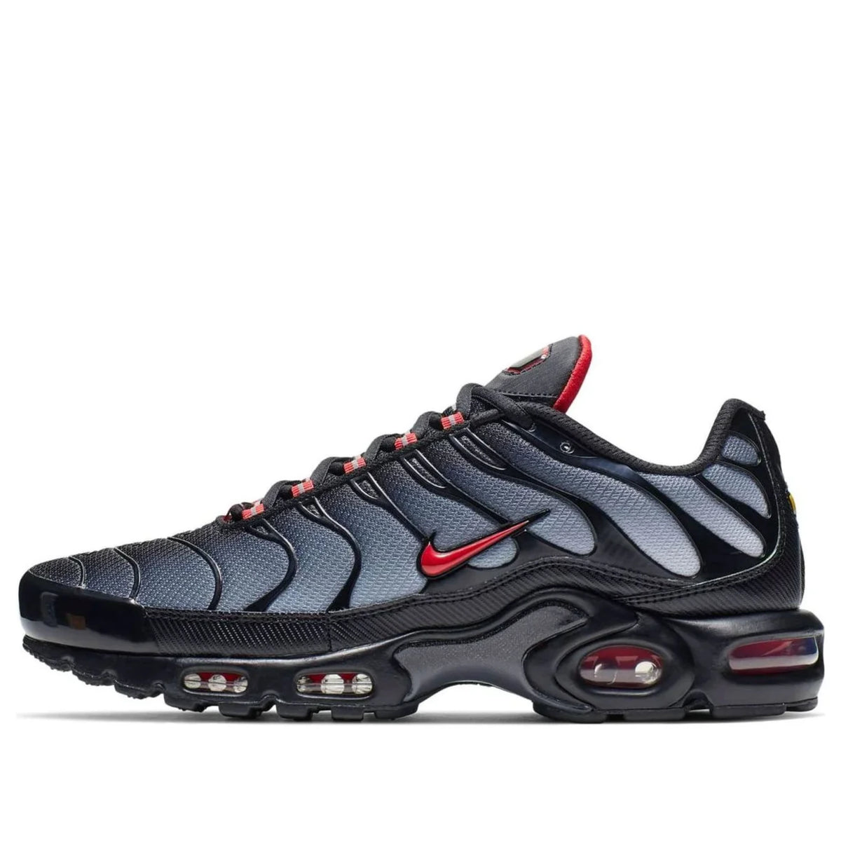 Nike Air Max Plus Black Gradient Red — hero side profile | Urban Kinetic Wear UK