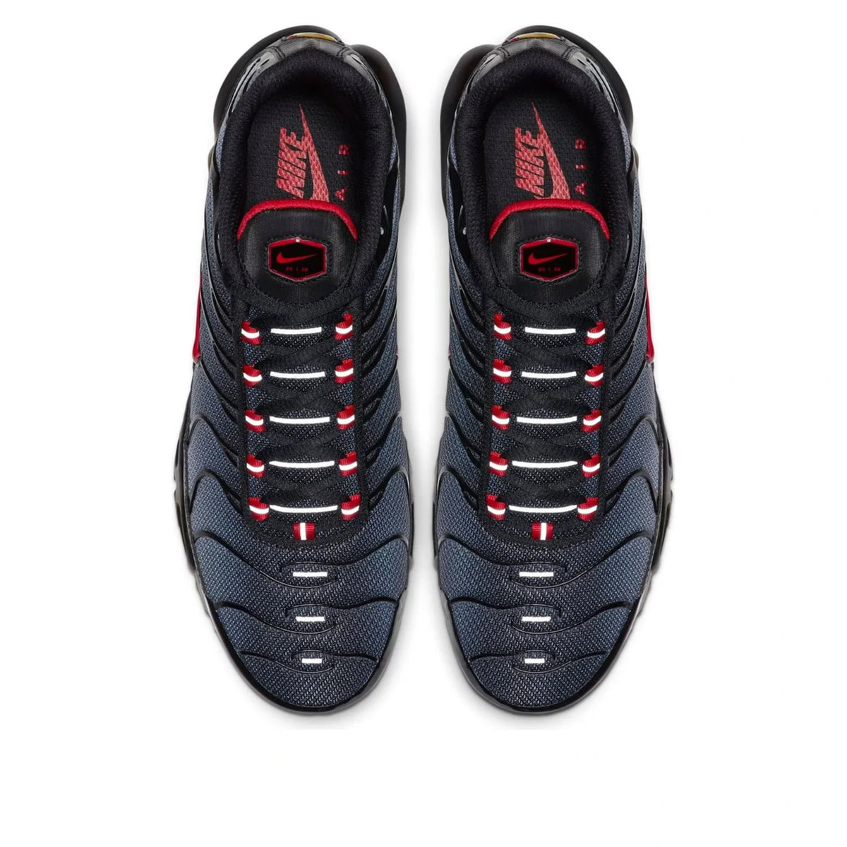 Nike Air Max Plus Black Gradient Red — three-quarter angle | Urban Kinetic Wear UK