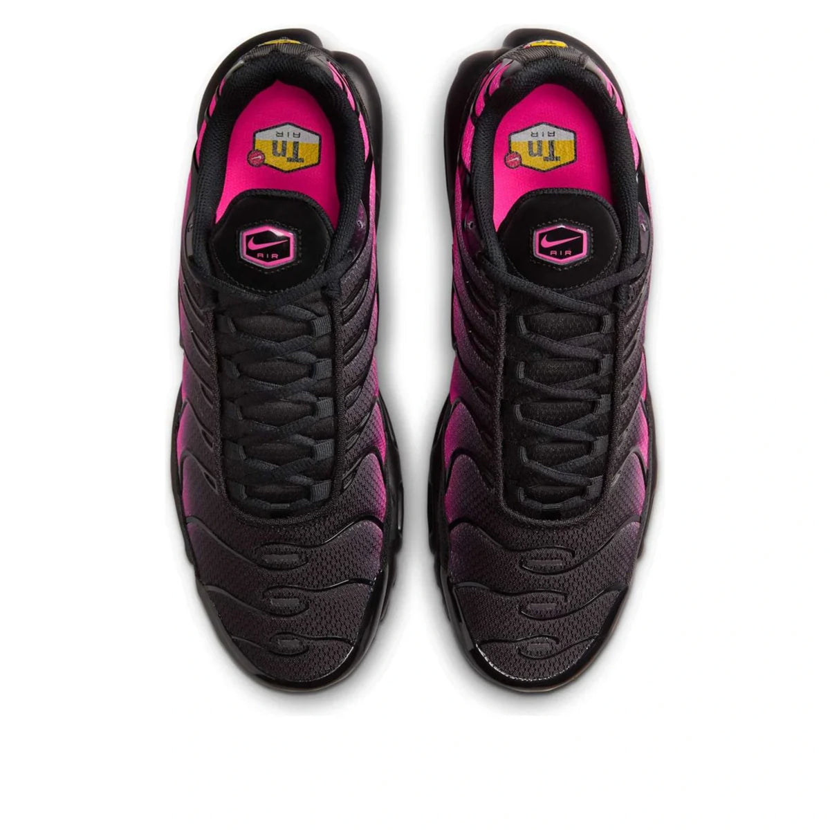 Nike Air Max Plus TN Black Hyper Pink (Women's) — three-quarter angle | Urban Kinetic Wear UK