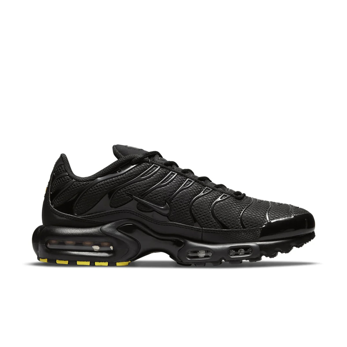 Nike Air Max Plus Triple Black — side profile detail | Urban Kinetic Wear UK