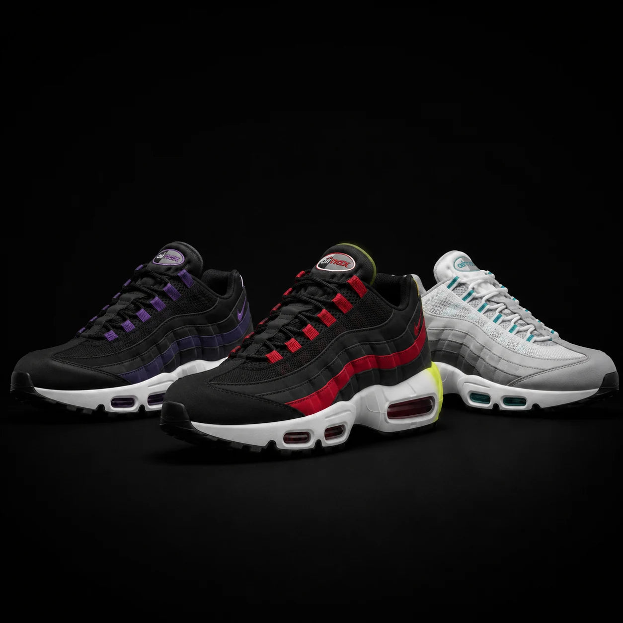 Urban Kinetic Wear Men's Nike Air Max 95 — classic chunky silhouette in purple, red, and grey