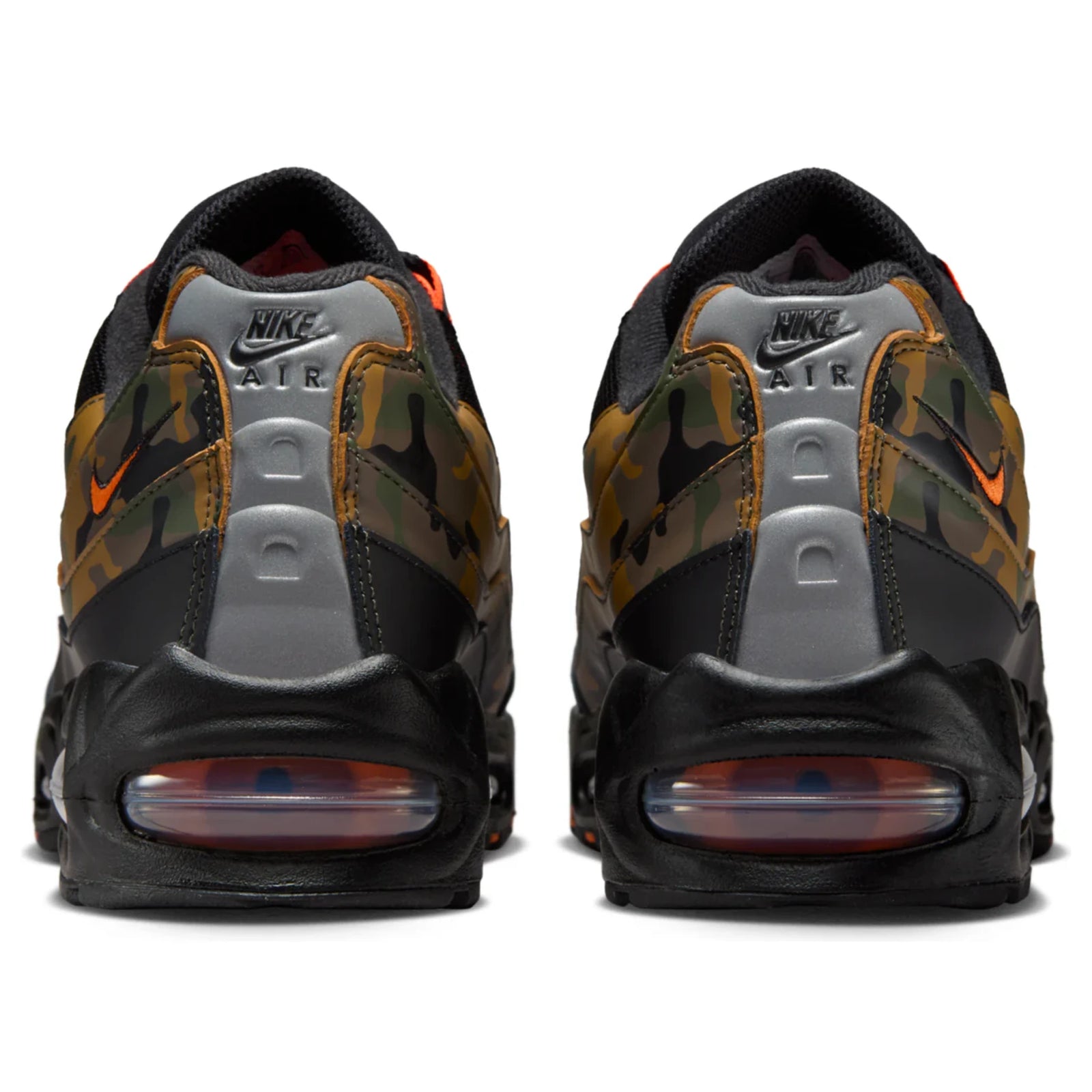Nike Air Max 95 Orange Camo — heel and tongue branding | Urban Kinetic Wear UK