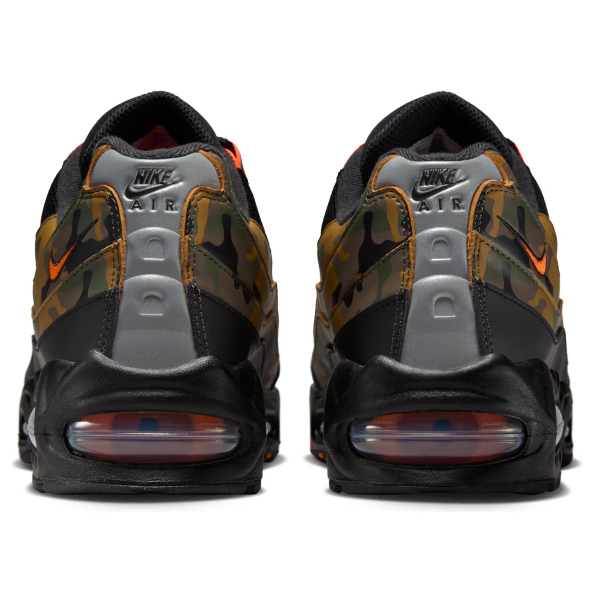 Nike Air Max 95 Orange Camo — heel and tongue branding | Urban Kinetic Wear UK