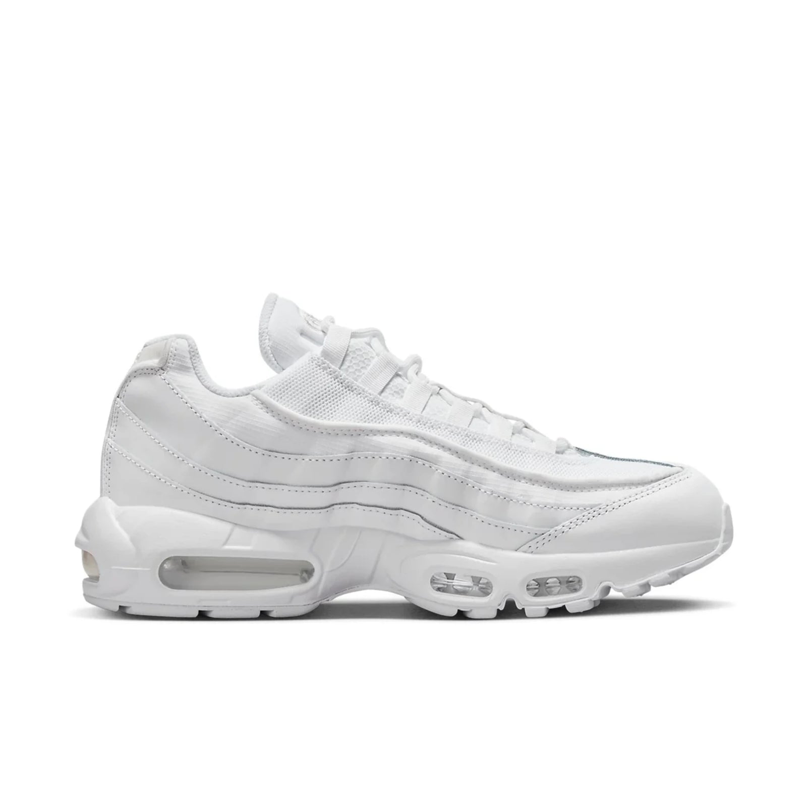 Nike Air Max 95 Triple White — side profile detail | Urban Kinetic Wear UK