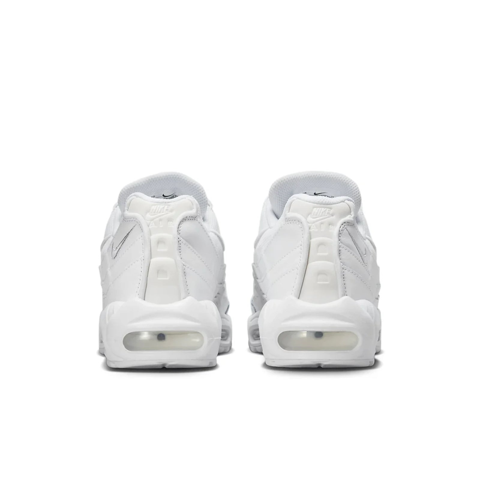 Nike Air Max 95 Triple White — heel and tongue branding | Urban Kinetic Wear UK
