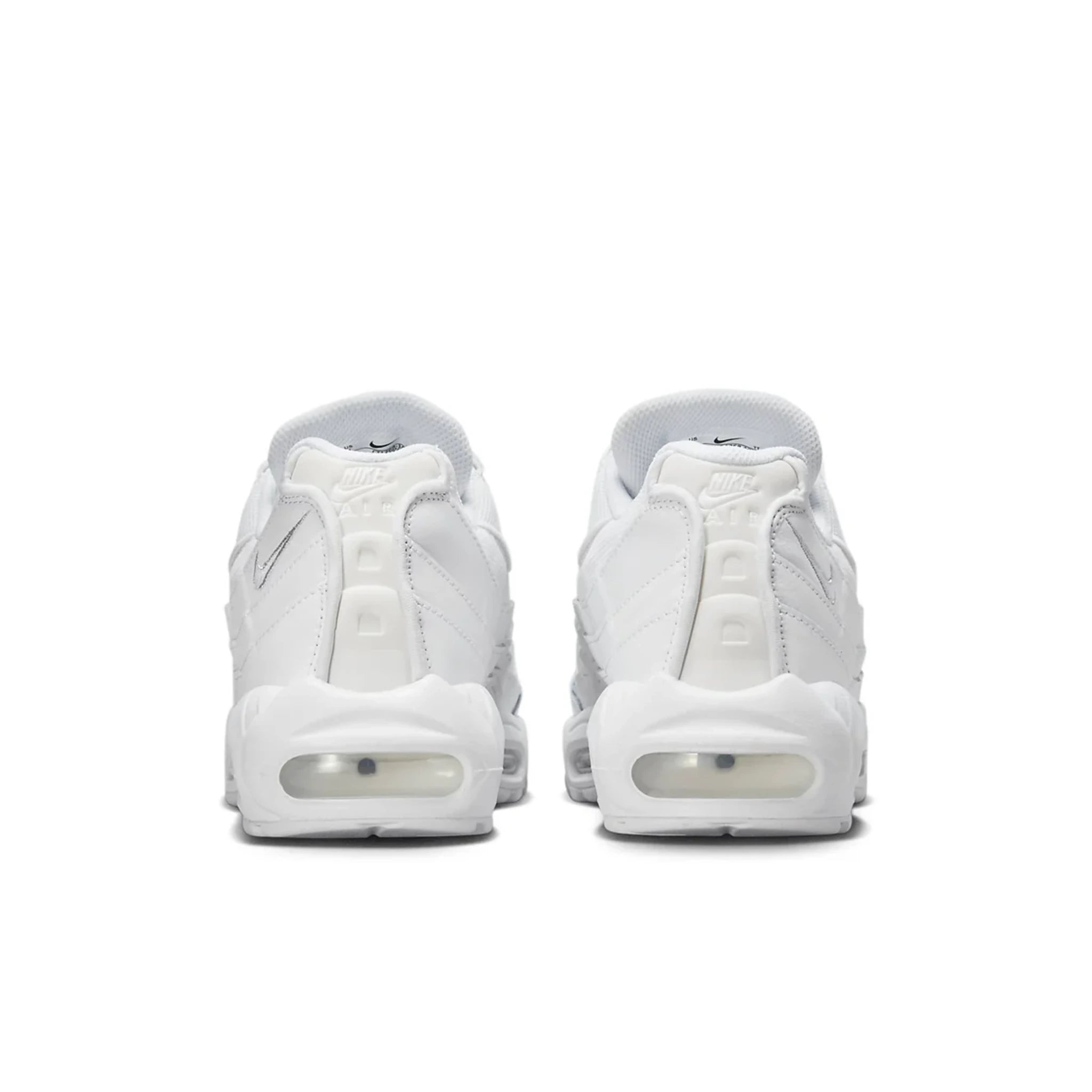 Nike Air Max 95 Triple White — heel and tongue branding | Urban Kinetic Wear UK
