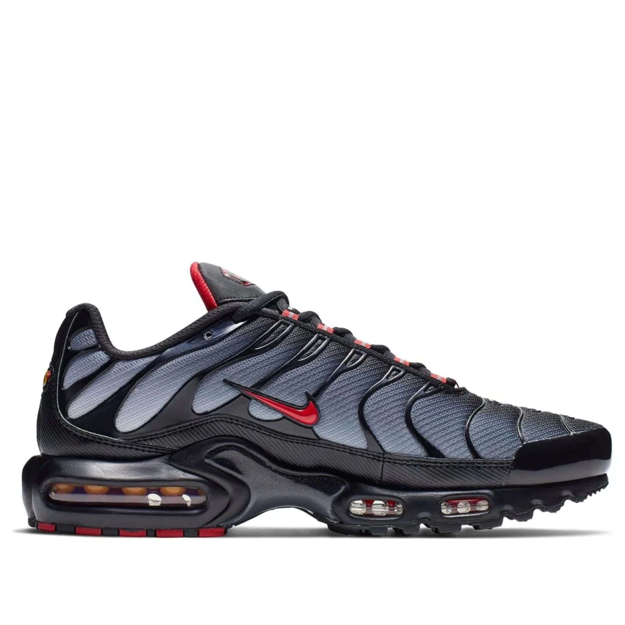 Nike Air Max Plus Black Gradient Red — side profile detail | Urban Kinetic Wear UK