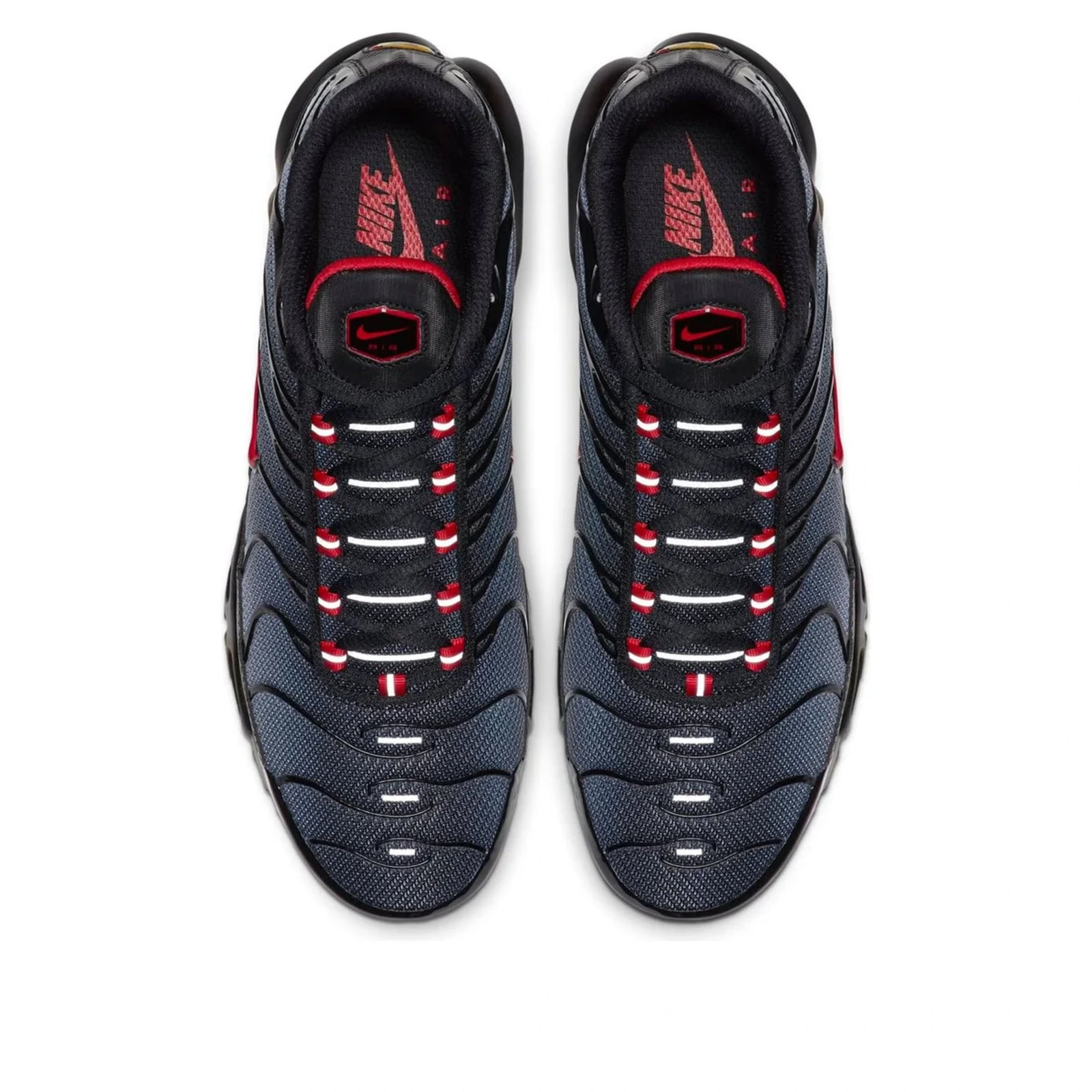 Nike Air Max Plus Black Gradient Red — three-quarter angle | Urban Kinetic Wear UK