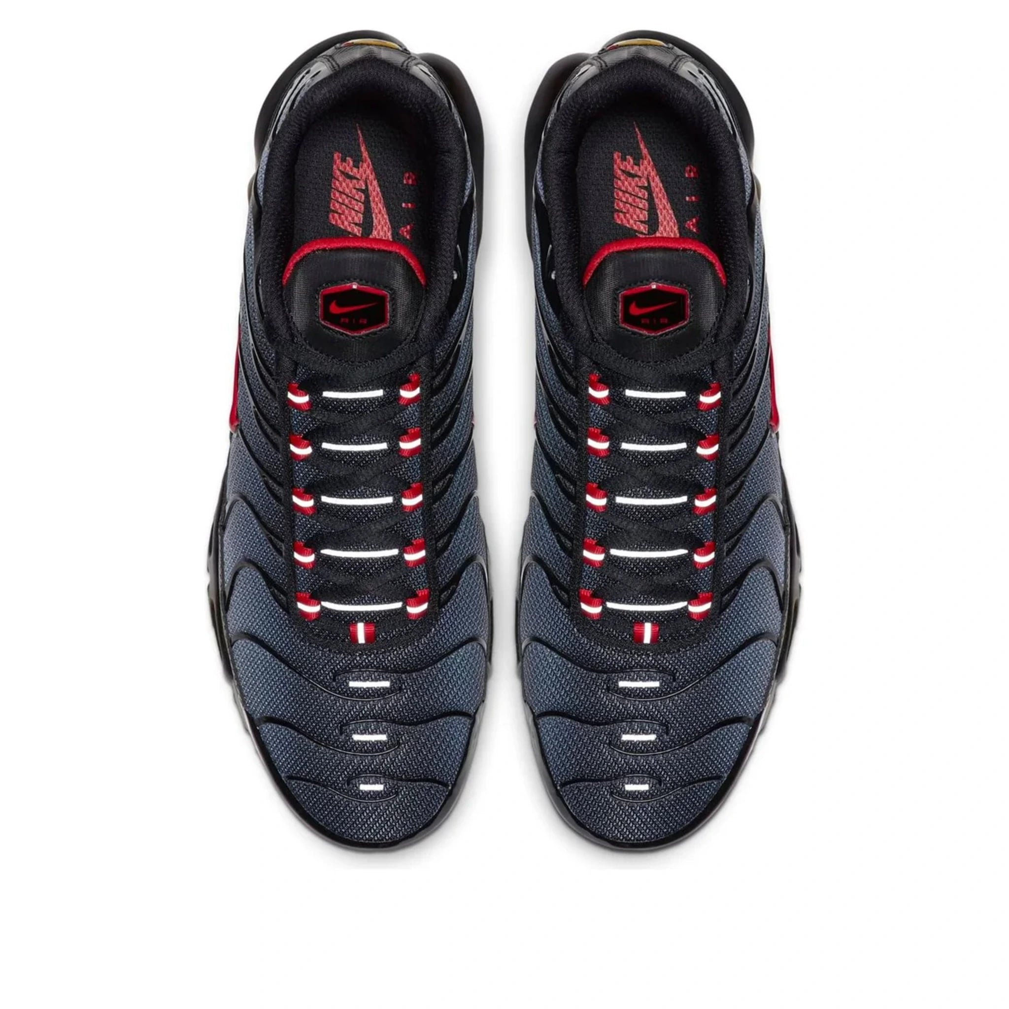 Nike Air Max Plus Black Gradient Red — three-quarter angle | Urban Kinetic Wear UK