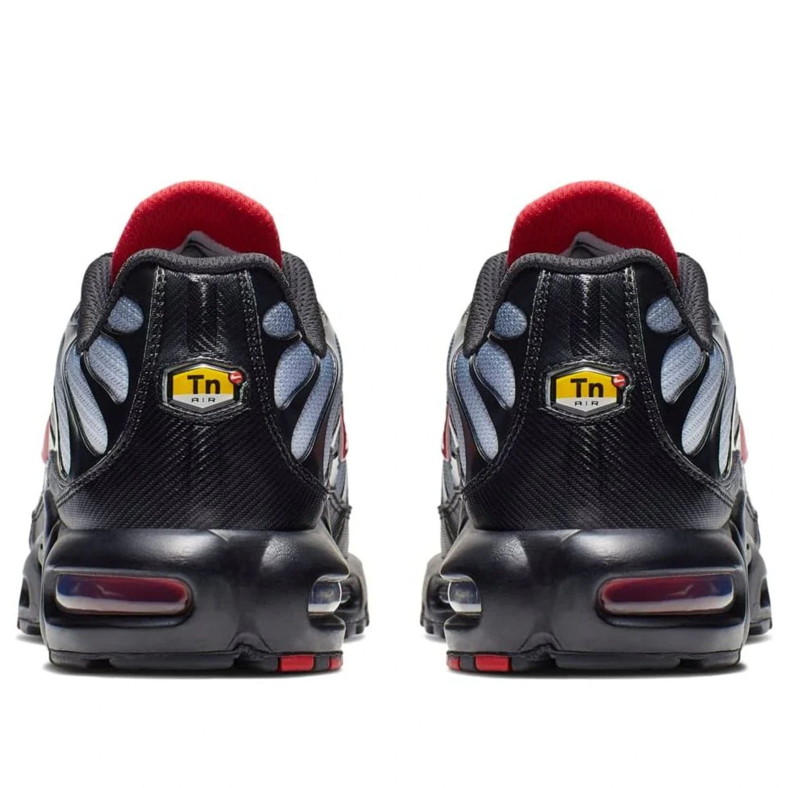 Nike Air Max Plus Black Gradient Red — heel and tongue branding | Urban Kinetic Wear UK