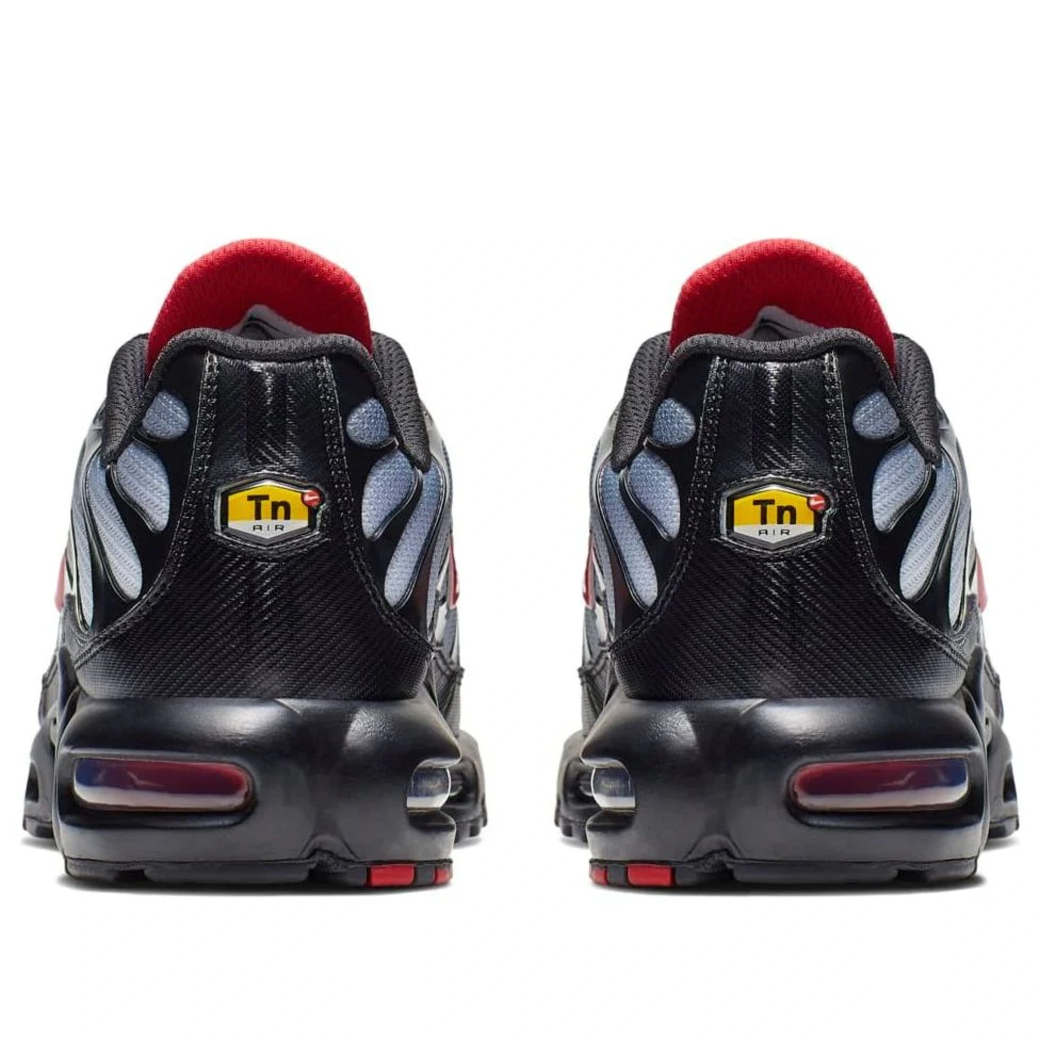Nike Air Max Plus Black Gradient Red — heel and tongue branding | Urban Kinetic Wear UK