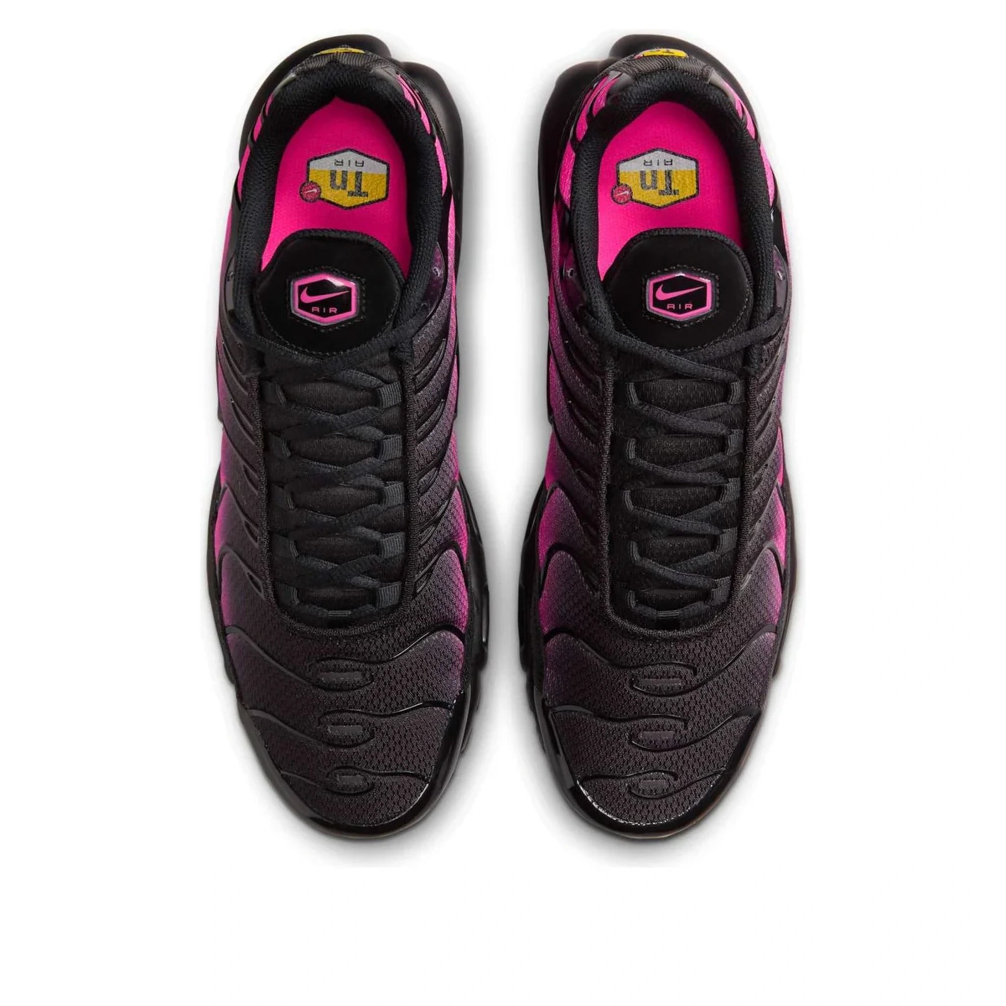 Nike Air Max Plus TN Black Hyper Pink (Women's) — three-quarter angle | Urban Kinetic Wear UK