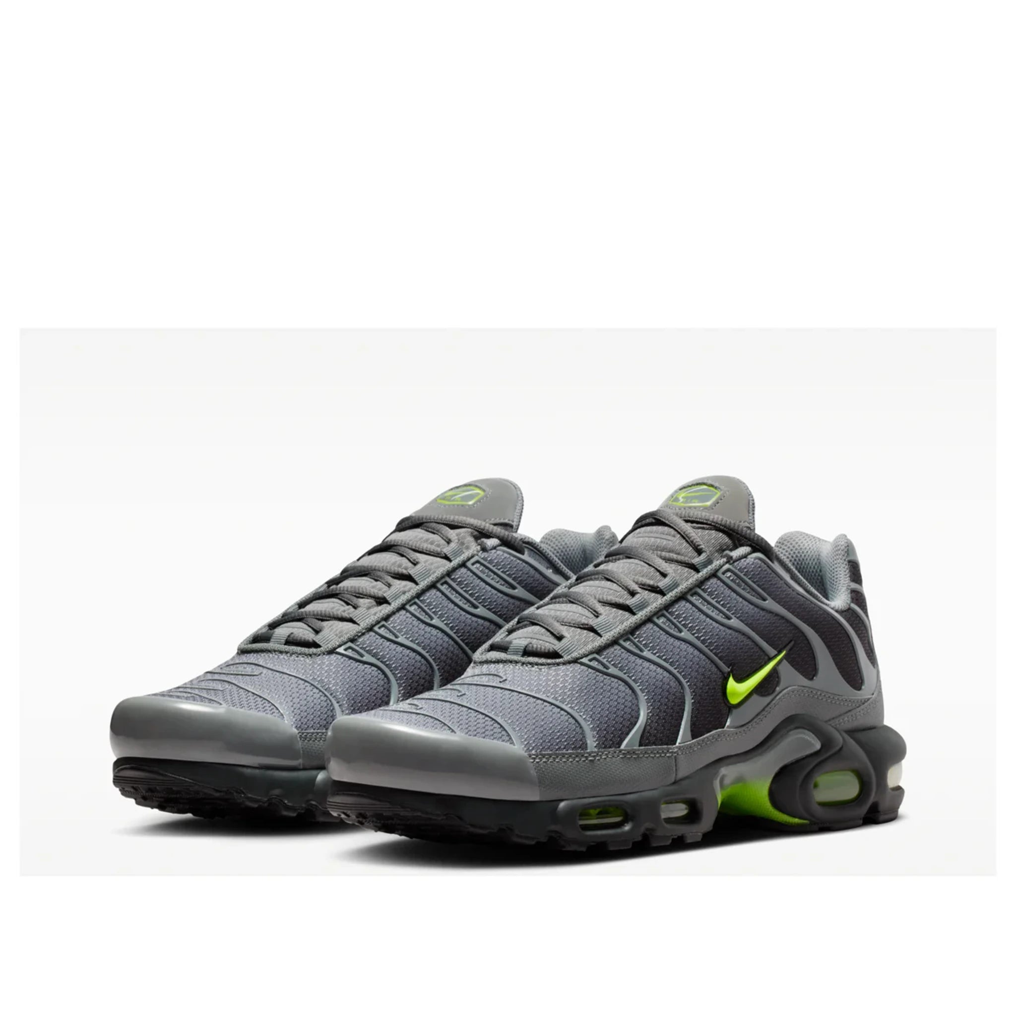 Nike Air Max Plus Smoke Grey Volt — three-quarter angle | Urban Kinetic Wear UK