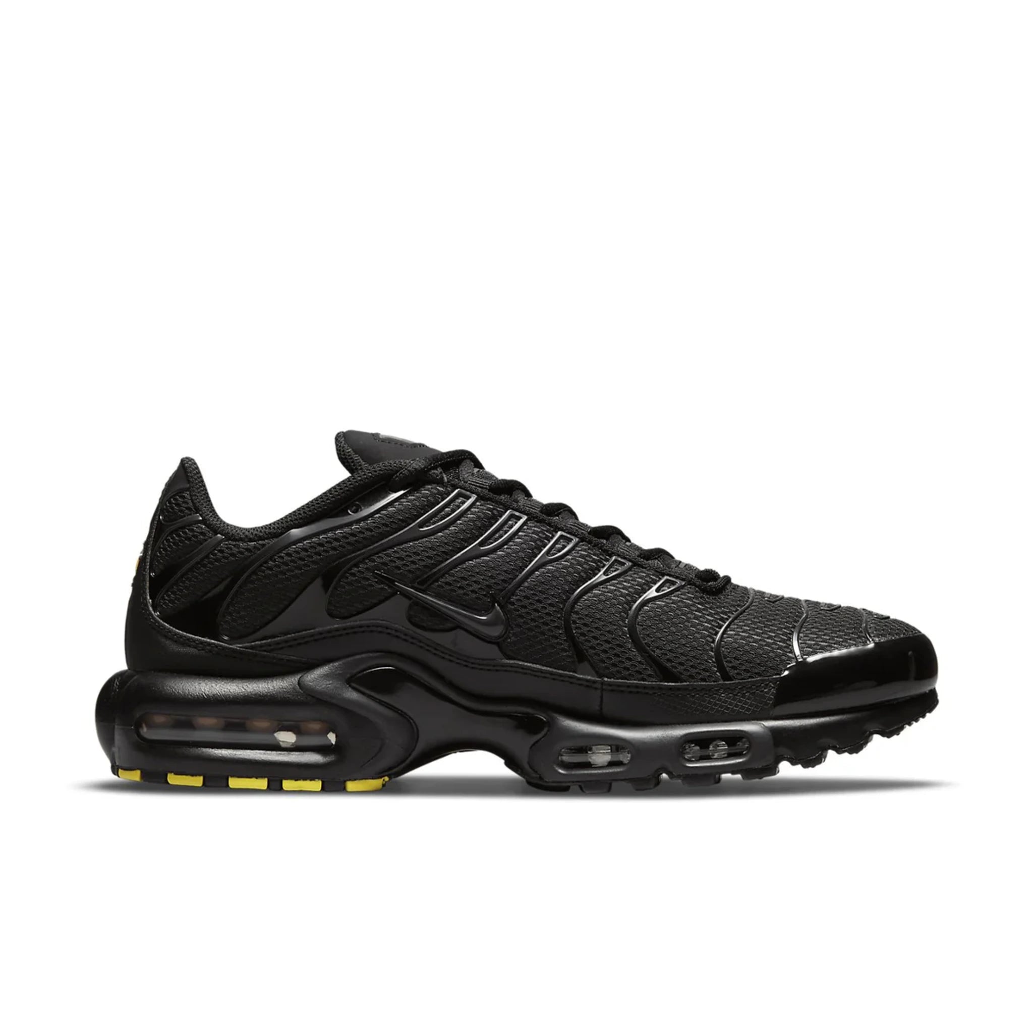 Nike Air Max Plus Triple Black — side profile detail | Urban Kinetic Wear UK