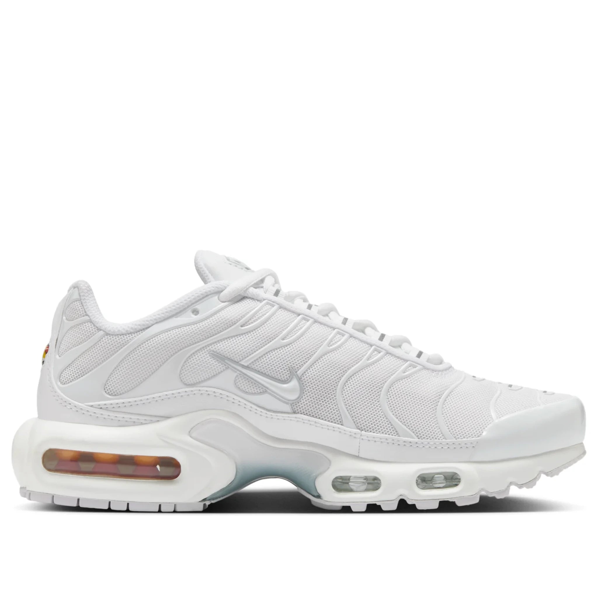 Nike Air Max Plus TN Triple White — side profile detail | Urban Kinetic Wear UK