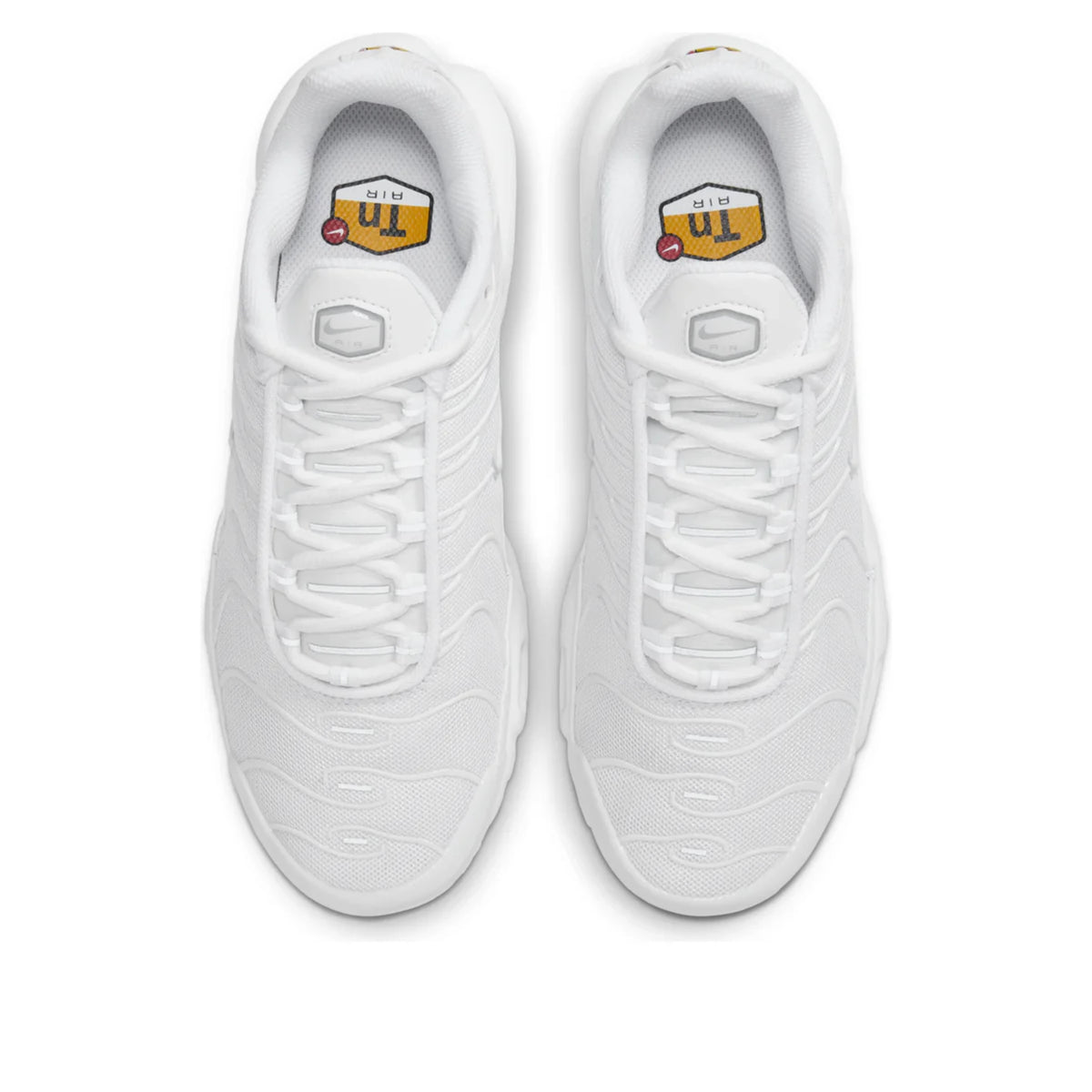 Nike Air Max Plus TN Triple White — three-quarter angle | Urban Kinetic Wear UK