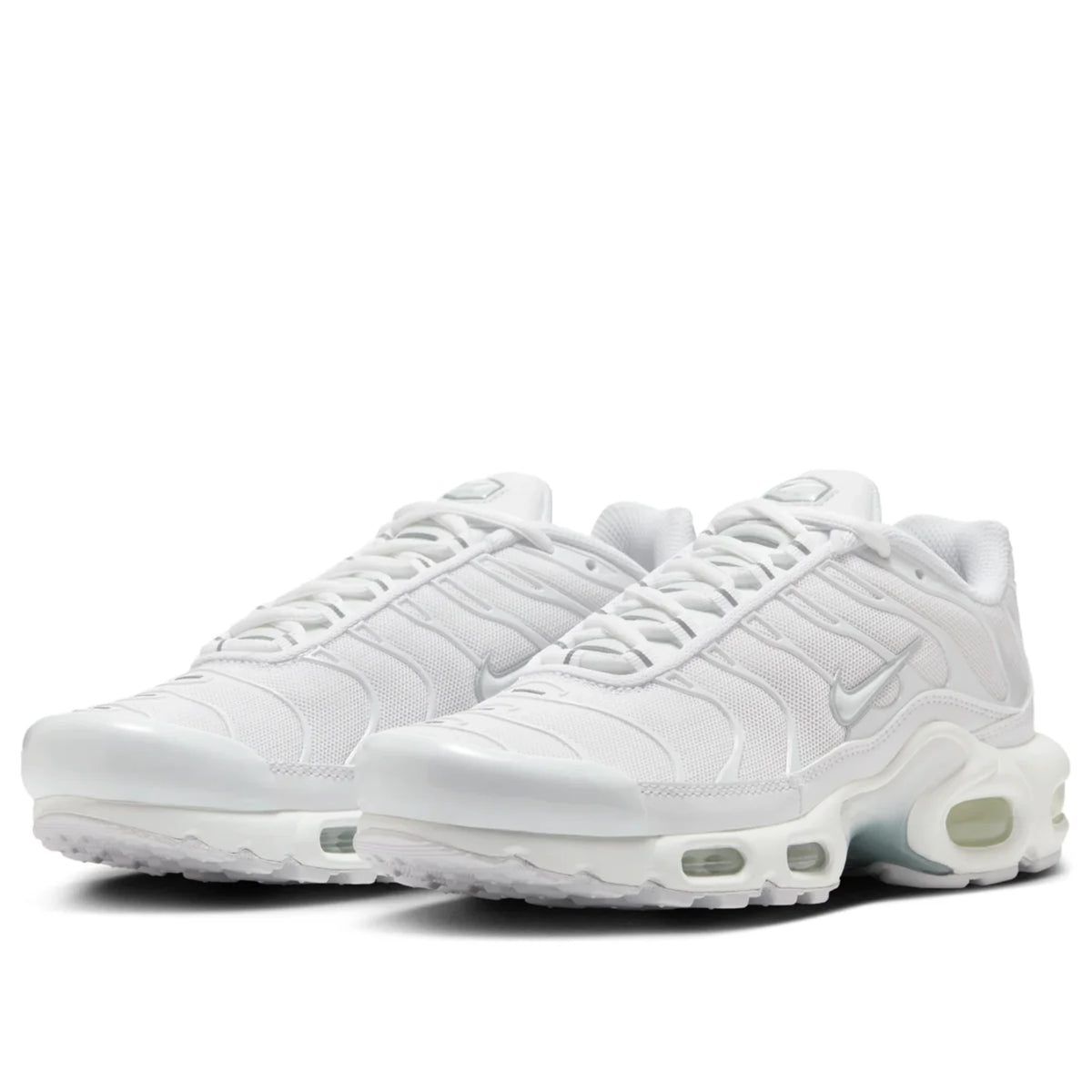 Nike Air Max Plus TN Triple White — top-down toe box | Urban Kinetic Wear UK