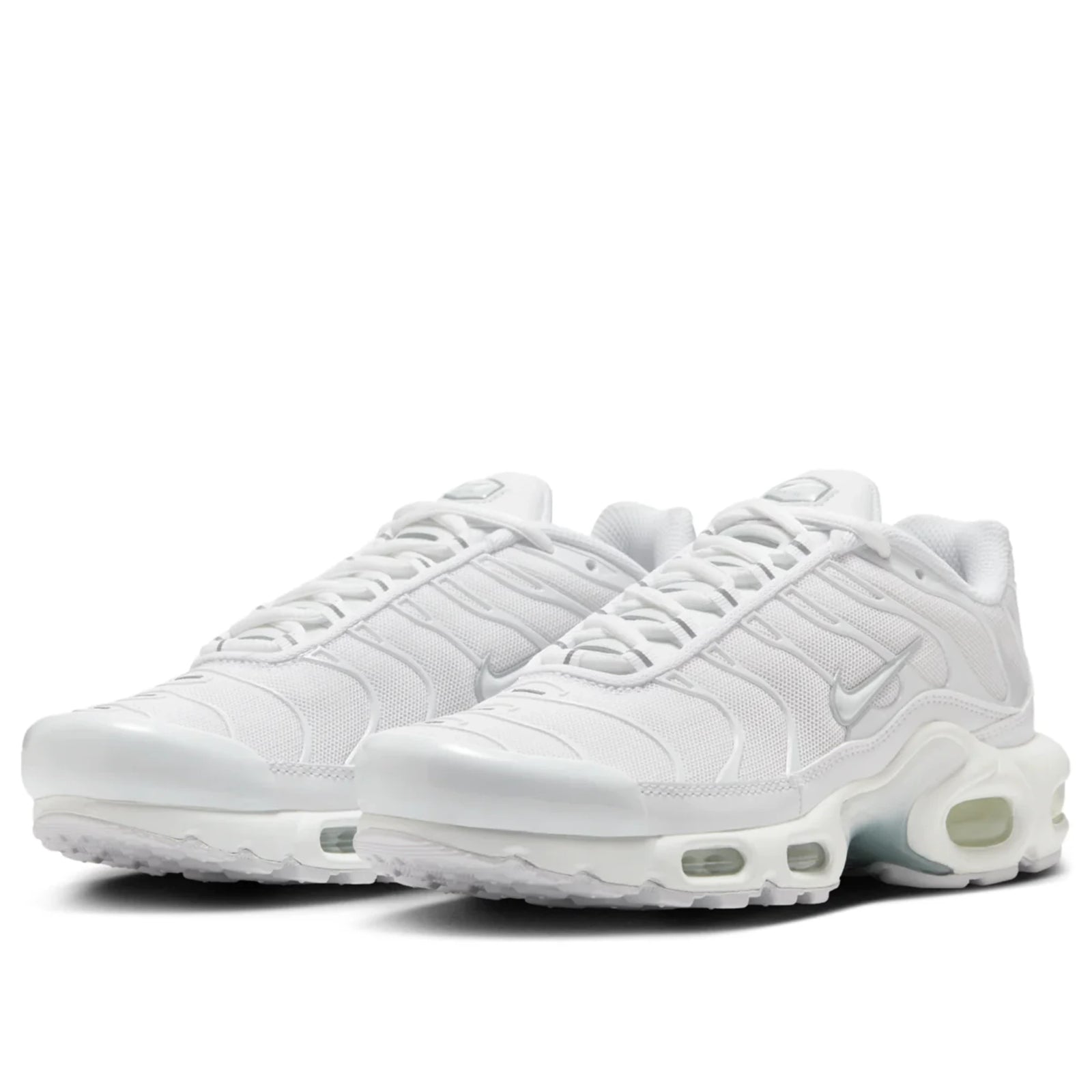 Nike Air Max Plus TN Triple White — top-down toe box | Urban Kinetic Wear UK
