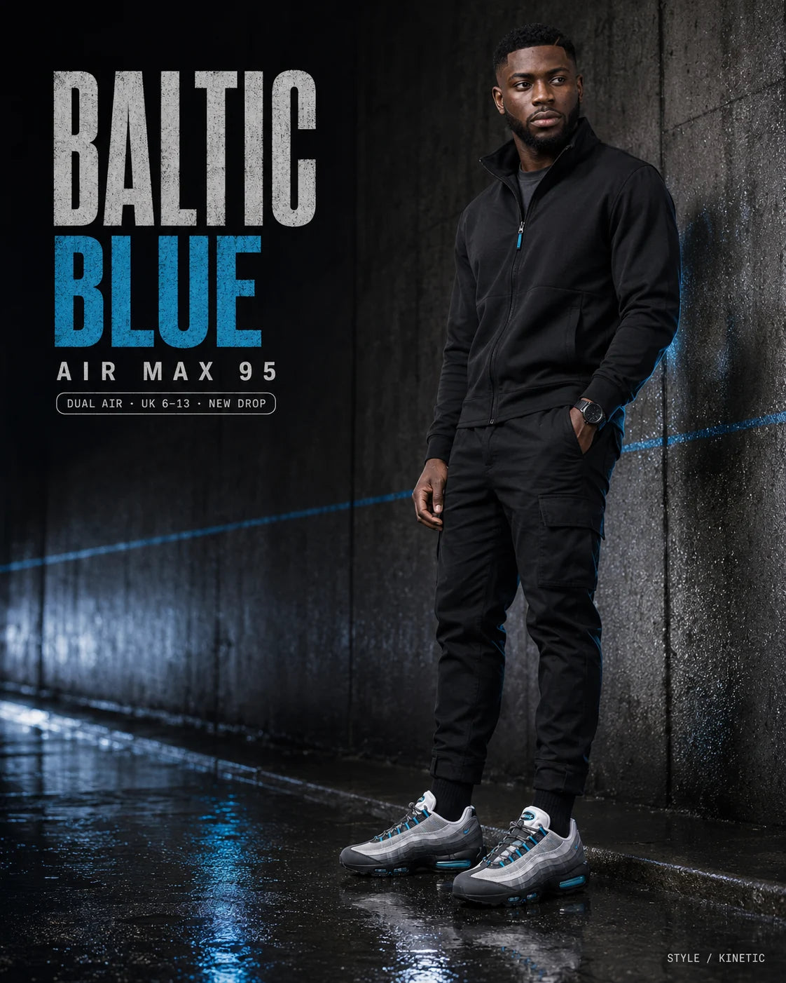 Urban Kinetic Wear Nike Air Max 95 Baltic Blue lifestyle — streetwear ready