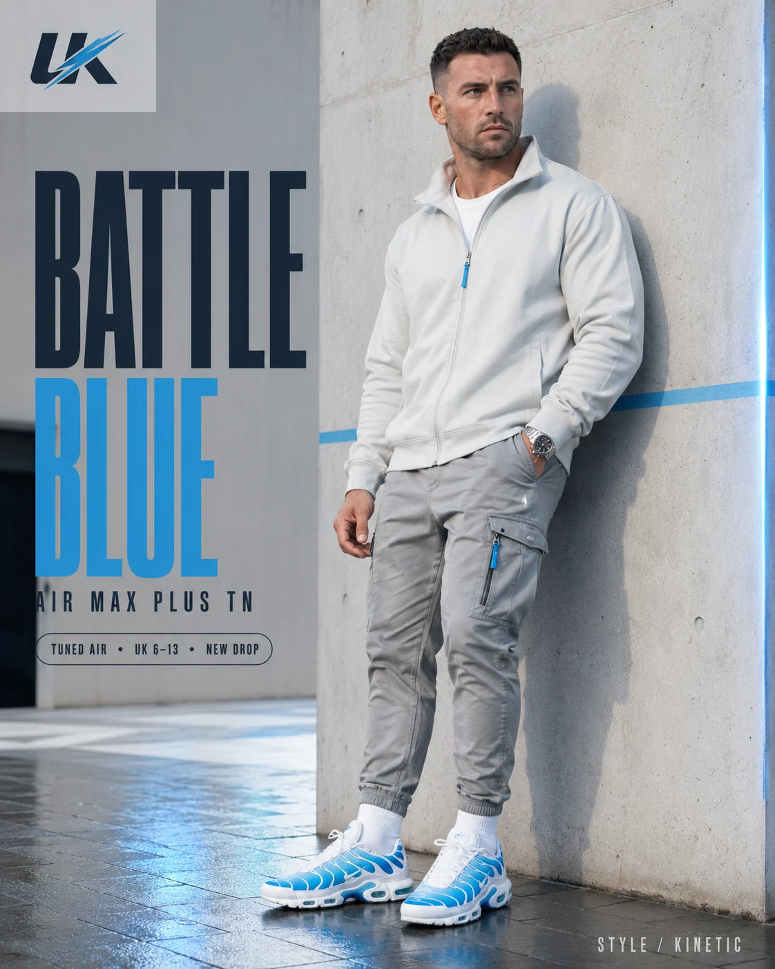 Urban Kinetic Wear Nike Air Max Plus TN Battle Blue lifestyle — streetwear ready
