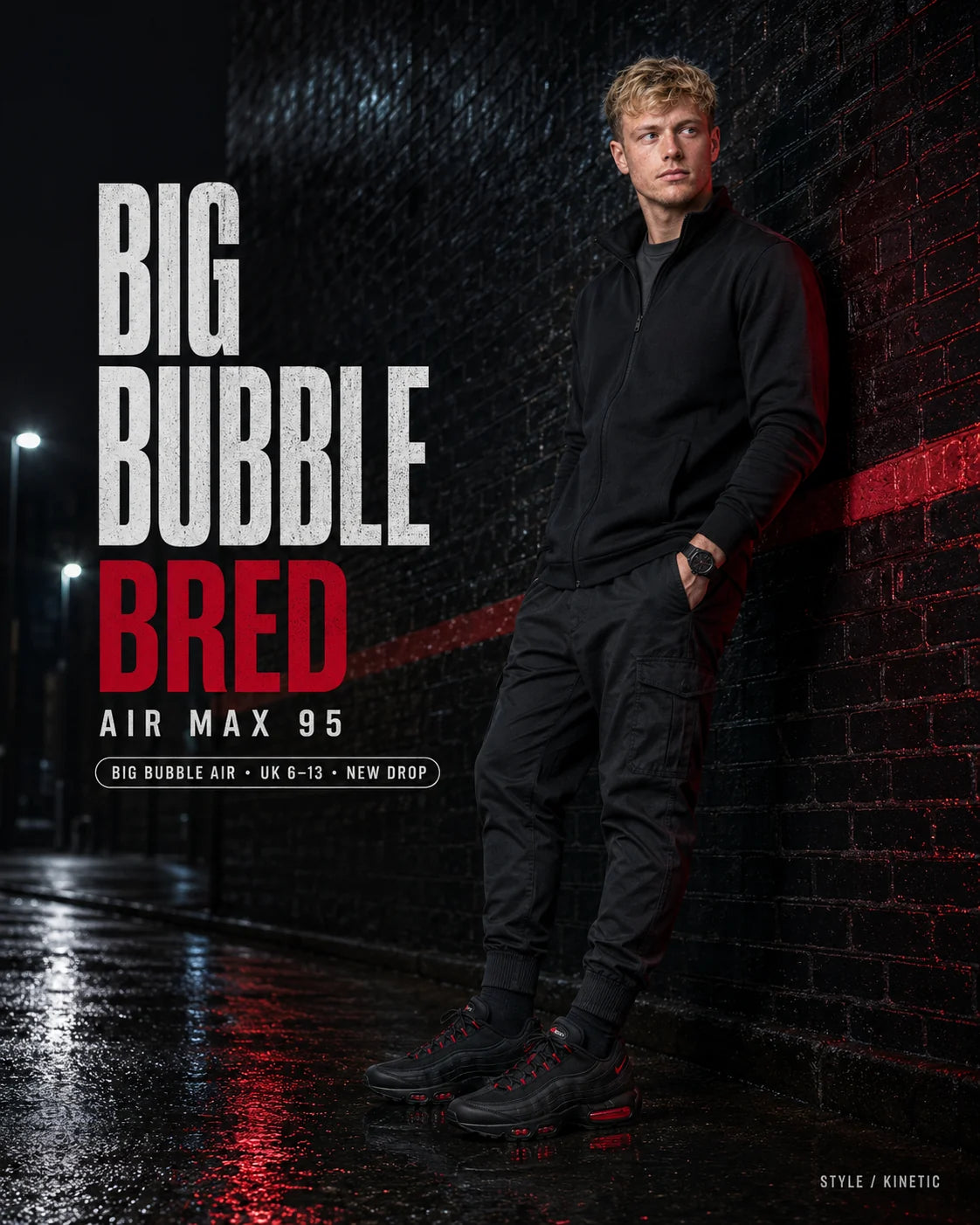 Urban Kinetic Wear Nike Air Max 95 Big Bubble Bred lifestyle — streetwear ready