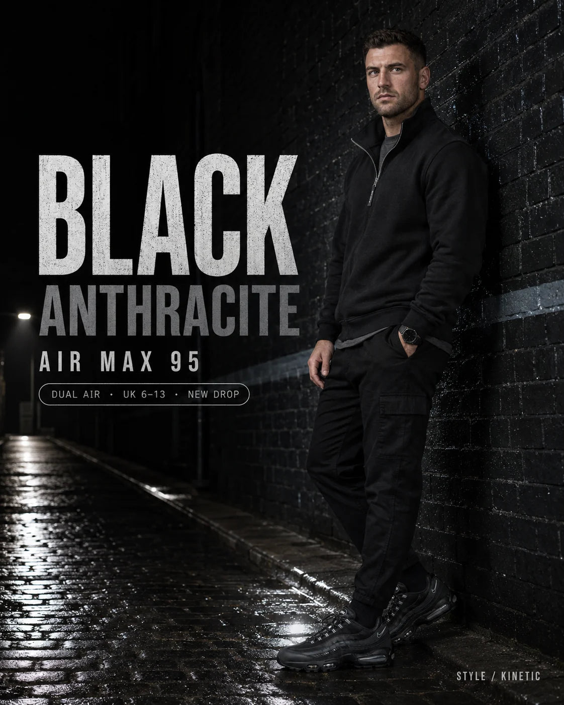 Urban Kinetic Wear Nike Air Max 95 Black Anthracite lifestyle — streetwear ready
