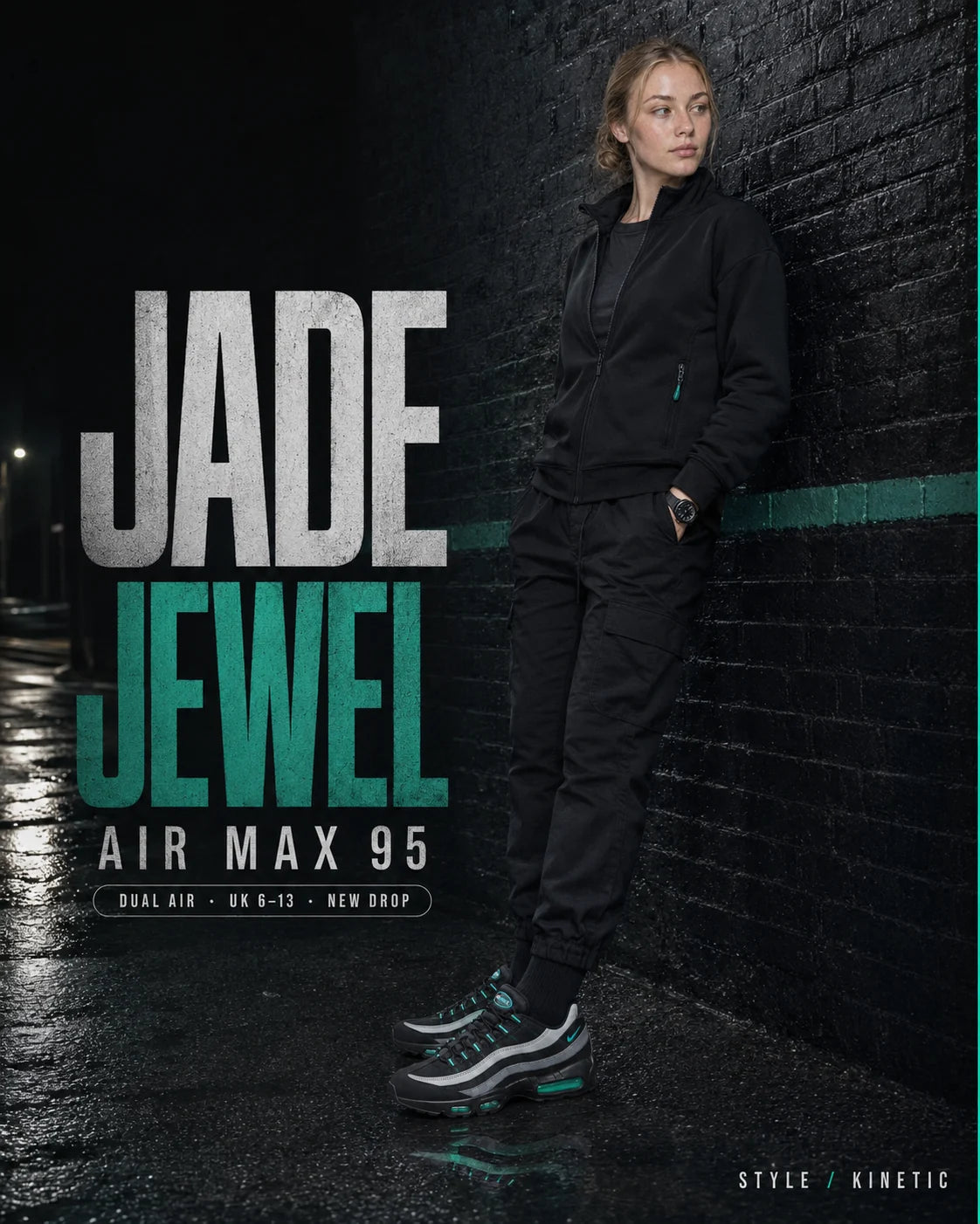 Urban Kinetic Wear Nike Air Max 95 Jade Jewel women's lifestyle — streetwear ready