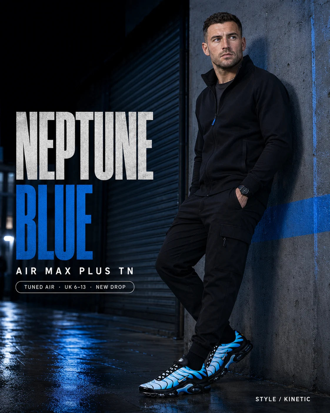 Urban Kinetic Wear Nike Air Max Plus TN Neptune Blue lifestyle — streetwear ready