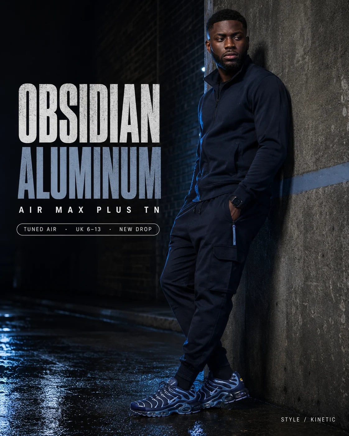 Urban Kinetic Wear Nike Air Max Plus TN Obsidian Aluminum lifestyle — streetwear ready