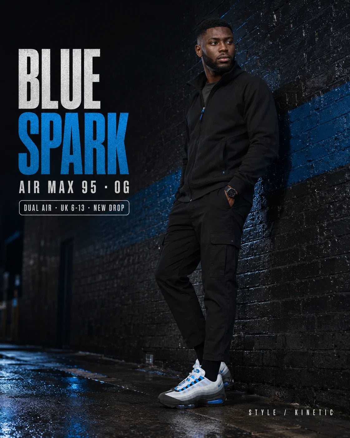 Urban Kinetic Wear Nike Air Max 95 OG Blue Spark lifestyle — streetwear ready