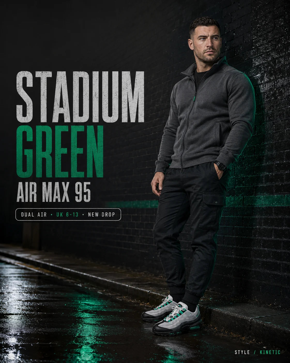 Urban Kinetic Wear Nike Air Max 95 Stadium Green lifestyle — streetwear ready